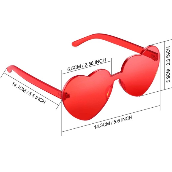 Red tinted heart shaped glasses. - Picture 2 of 4